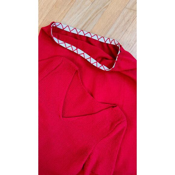 Vintage 1950s Knit Set 50s Red Wool Sweater Top Skirt Matching Two Piece - Picture 8 of 8